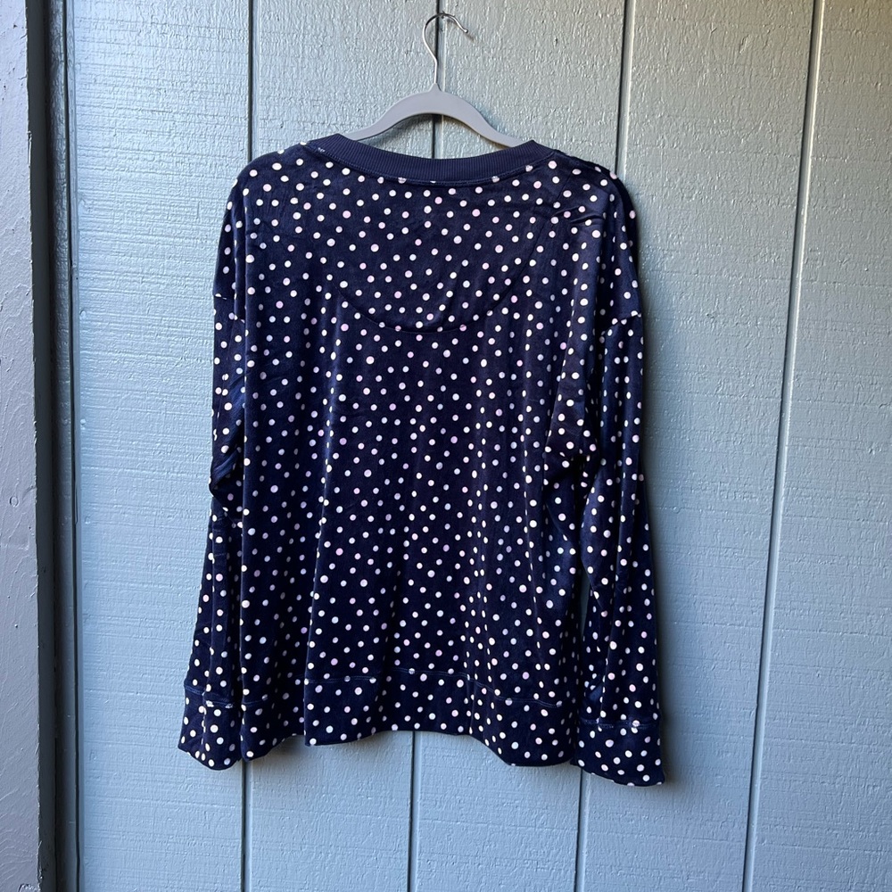 Nautica Two Piece Blue Pink Polka Dots Cozy Velour PJ Sleepwear Set Fall Winter - Picture 3 of 16